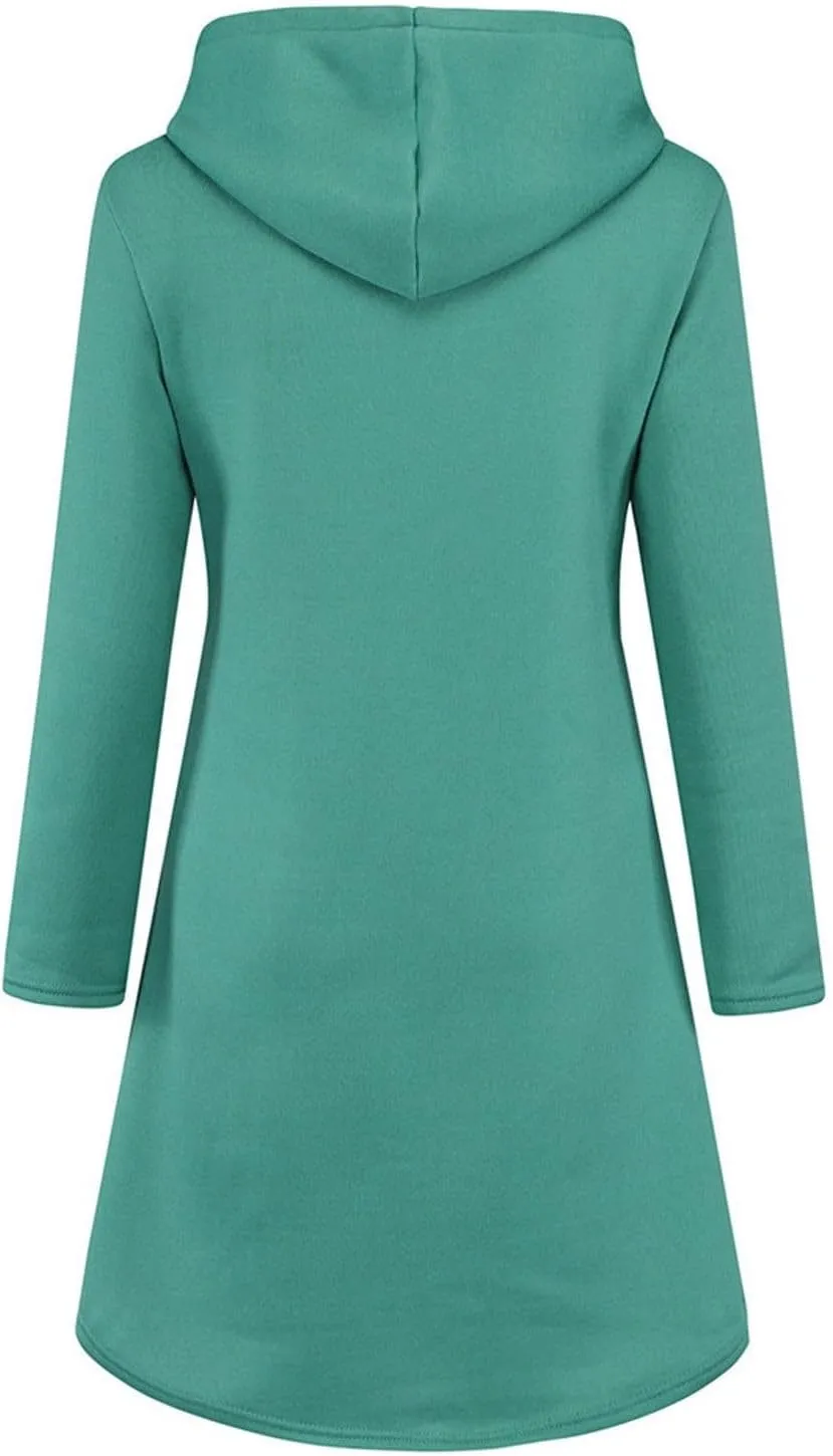 Long Sleeve Dress for Women Lightweight Kangaroo Pocket Hoodie Dress Fall Hoode Sweatshirts Dress for Women