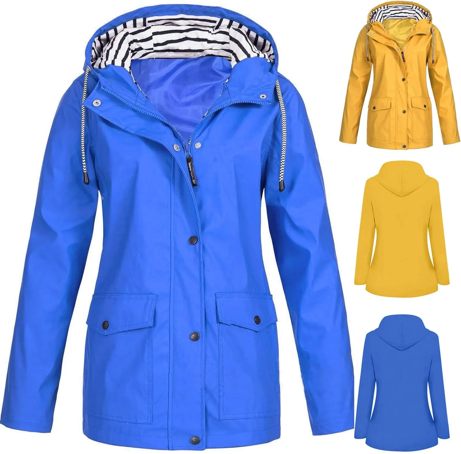 maisdgop Raincoats for Women Waterproof Long Hooded Trench Coats Winter Fall Travel Hiking Windbreaker Outerwear With Hooded