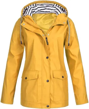 maisdgop Raincoats for Women Waterproof Long Hooded Trench Coats Winter Fall Travel Hiking Windbreaker Outerwear With Hooded