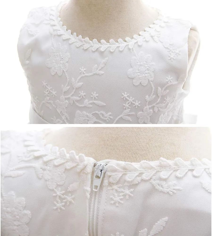 Meiqiduo Baby Girls Lace Christening Baptism Gowns Dresses with Bonnet