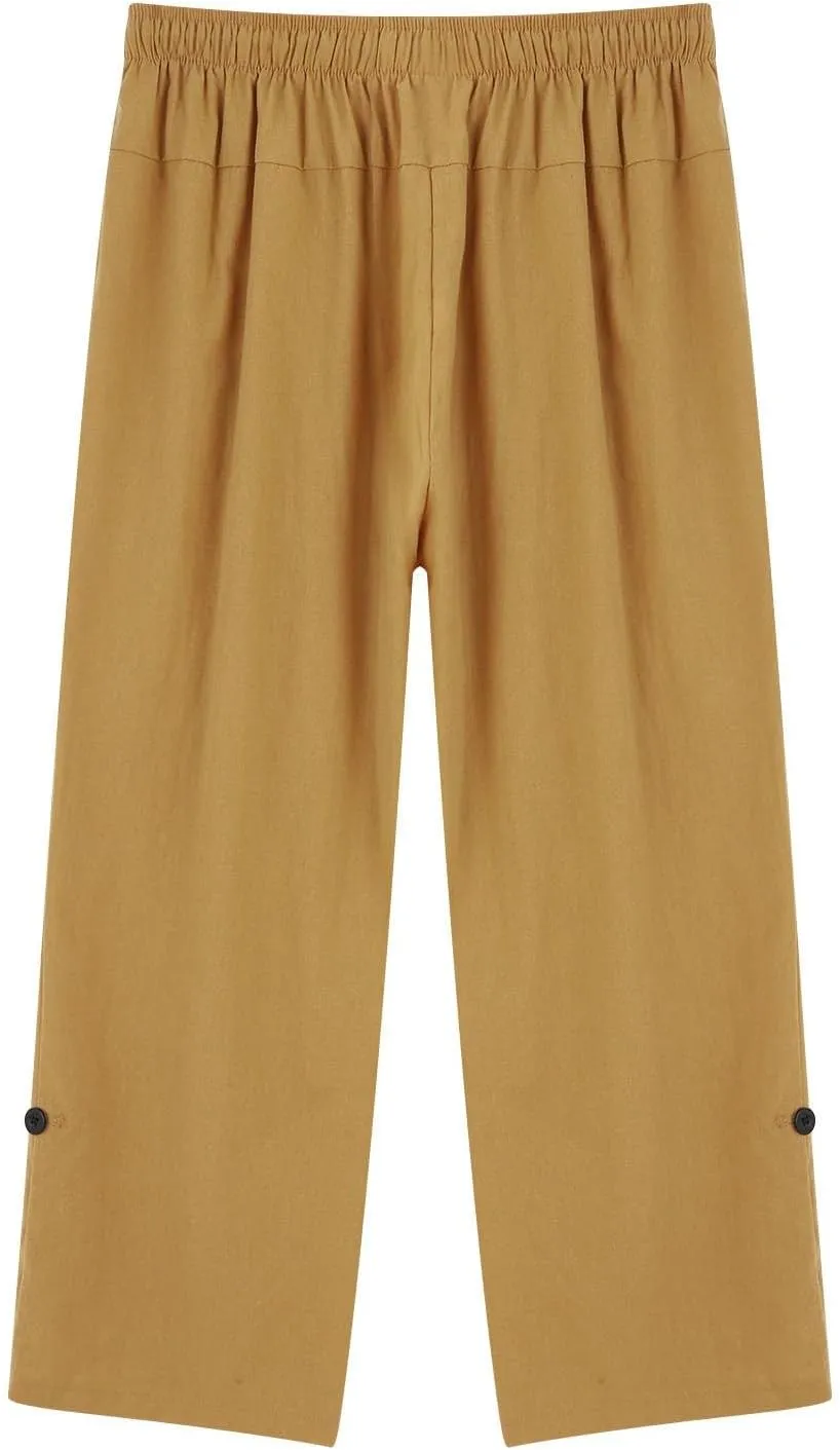 Mens Big and Tall Linen Harem Capri Pants Lightweight Loose Fit 3/4 Short Drawstring Elastic Waist Baggy Yoga Trouser