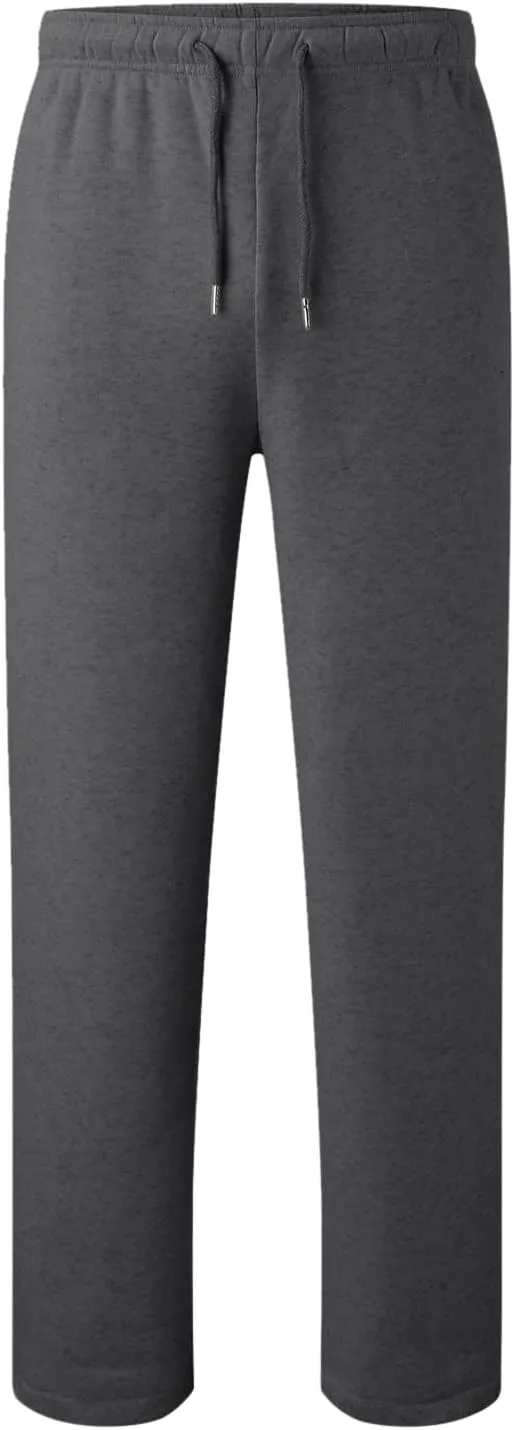 Men's Fleece Lined Sweatpants Wide Free Straight Leg Jogging Pants Workout High Waist Yoga Pants with Pockets