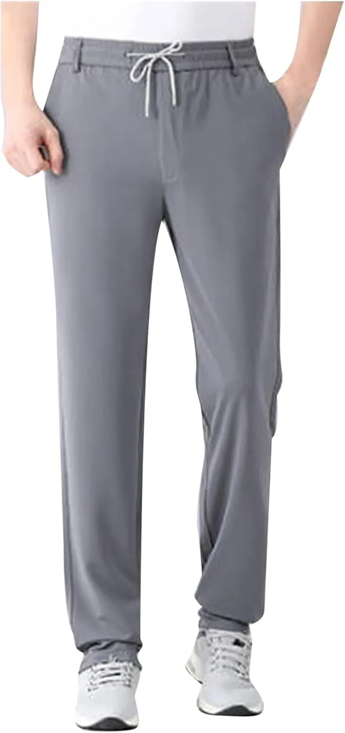 Men's Ice Silk Bottom Sweatpants Baggy Pants Athletic Cozy with Pockets Trousers Joggers High Waisted Size 13 Men Pants