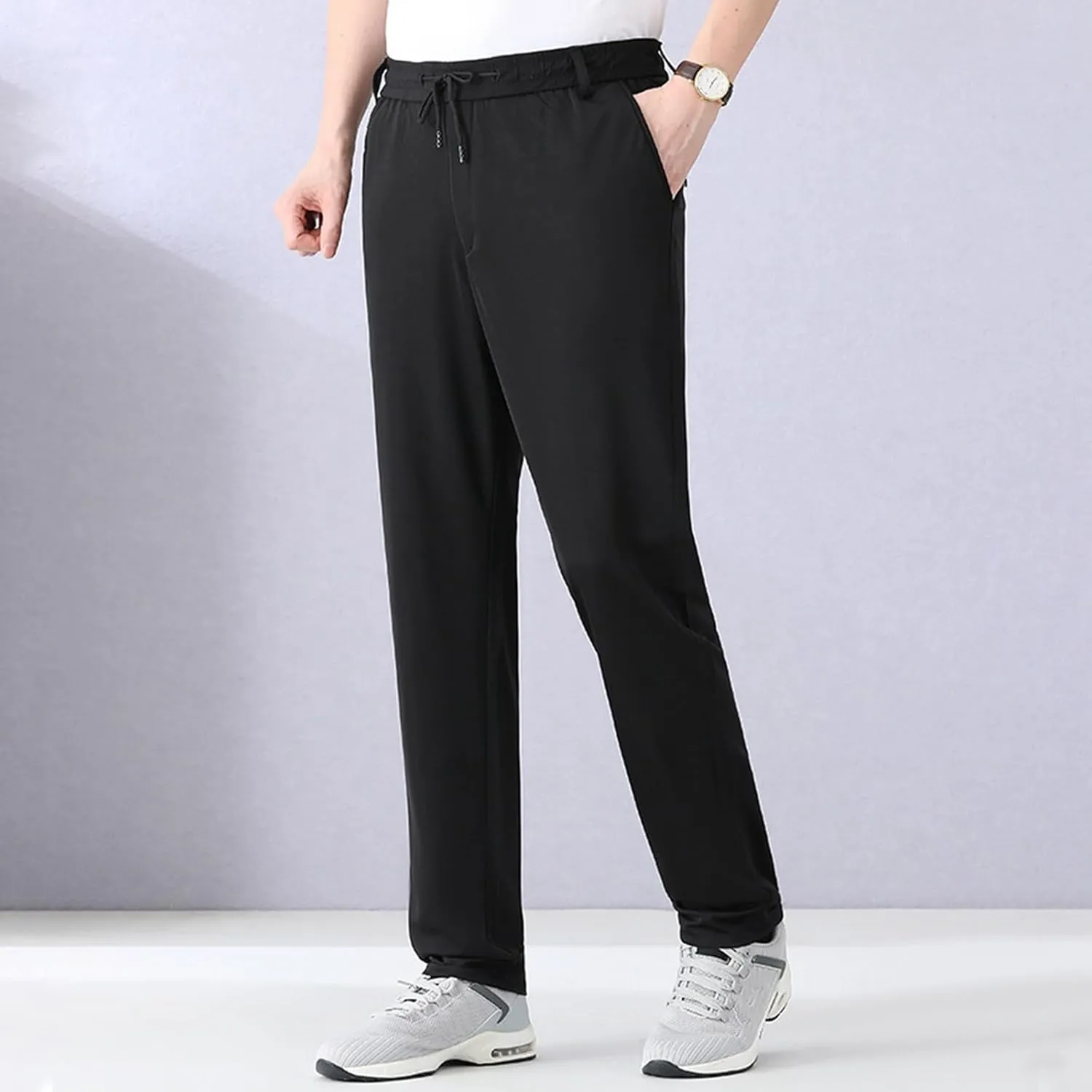 Men's Ice Silk Bottom Sweatpants Baggy Pants Athletic Cozy with Pockets Trousers Joggers High Waisted Size 13 Men Pants