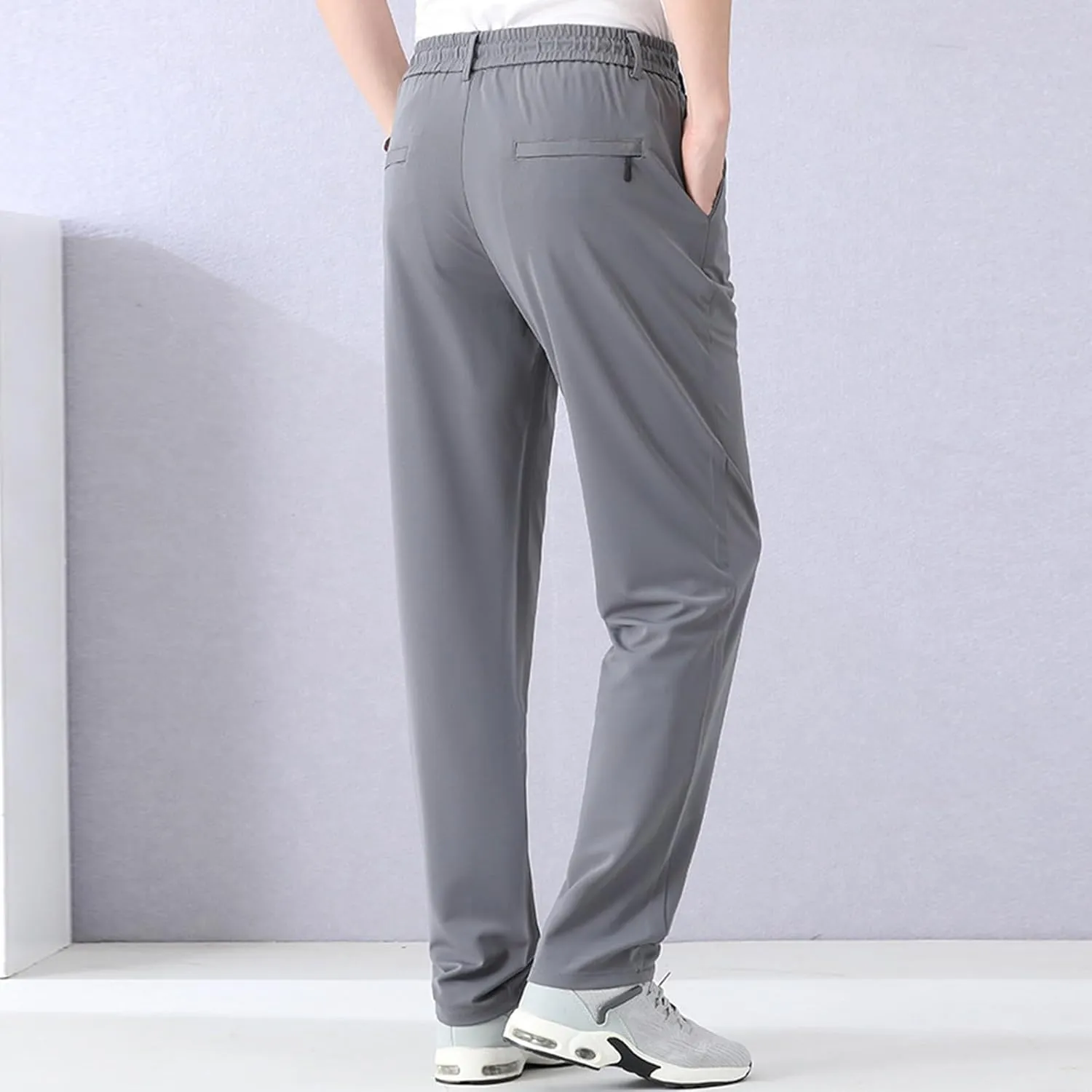 Men's Ice Silk Bottom Sweatpants Baggy Pants Athletic Cozy with Pockets Trousers Joggers High Waisted Size 13 Men Pants