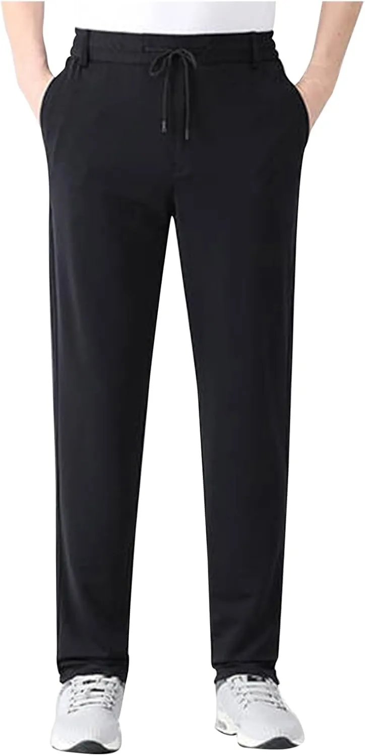 Men's Ice Silk Bottom Sweatpants Baggy Pants Athletic Cozy with Pockets Trousers Joggers High Waisted Size 13 Men Pants
