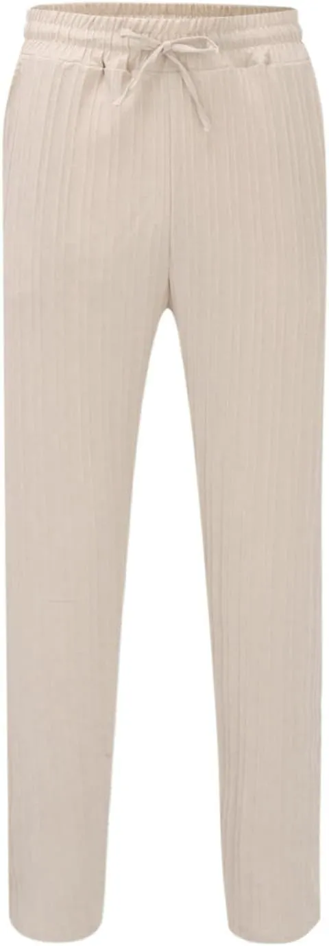 Mens Linen Cotton Yoga Casual Pants Summer Drawstring Elastic Waist Beach Trousers Loose Lounge Jogger Sweatpants