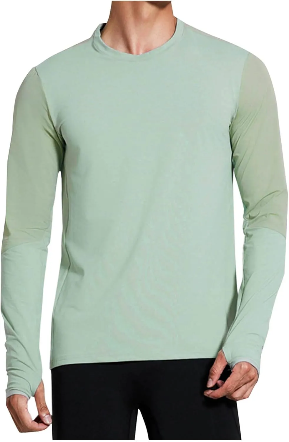 Mens Long Sleeve Shirts UPF 50  UV Sun Protection Athletic Shirt for Hiking Running Workout Rash Guard with Thumb Hole