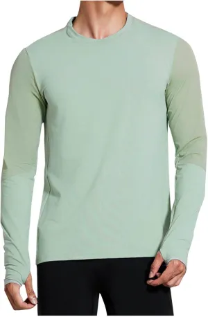 Mens Long Sleeve Shirts UPF 50  UV Sun Protection Athletic Shirt for Hiking Running Workout Rash Guard with Thumb Hole