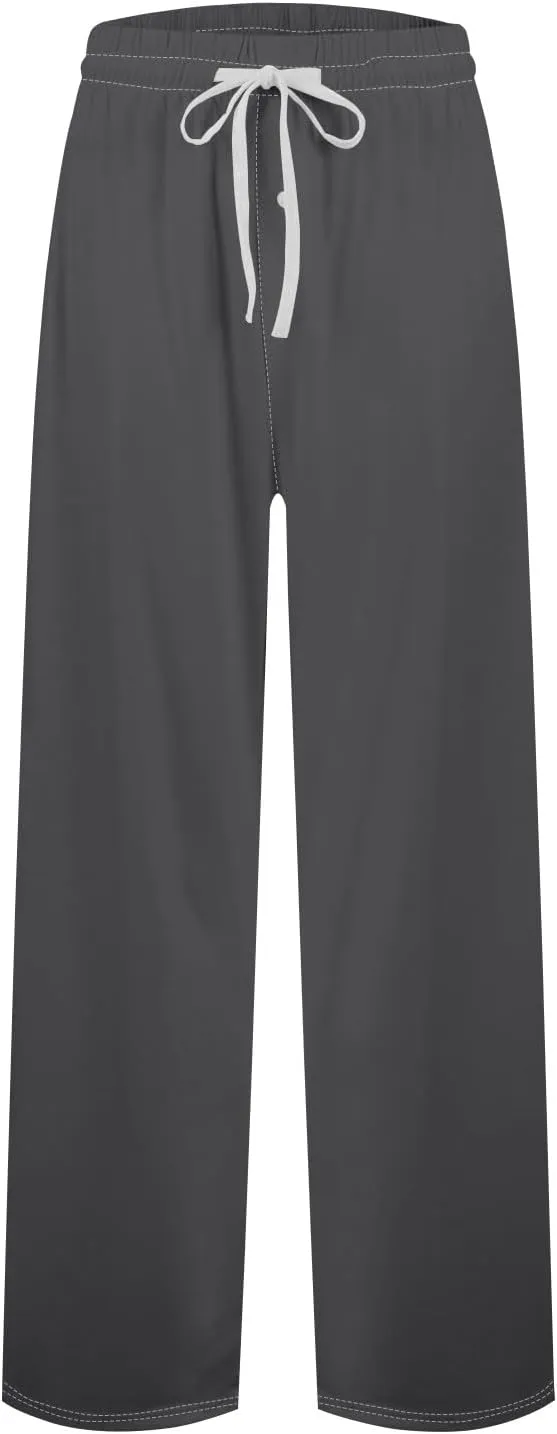 Mens Pajama Pants, Soft Cotton Sleep Lounge Pants Solid Plaid Comfort Soft Sleep Pant with Pockets and Drawstring