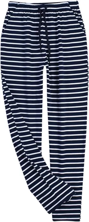 Mens Pajamas Bottom Plus Size Trousers Pants for Man Soft Rayon Thin Striped Basic Pajama Long Leg Lounge Pants Y2K