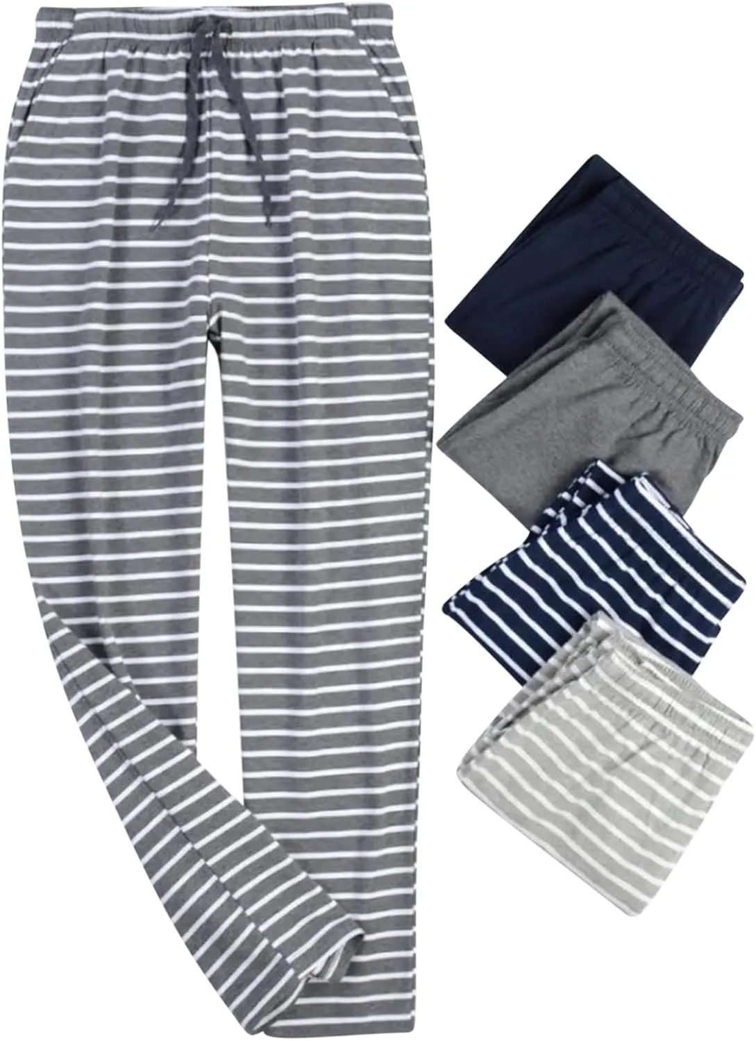 Mens Pajamas Bottom Plus Size Trousers Pants for Man Soft Rayon Thin Striped Basic Pajama Long Leg Lounge Pants Y2K