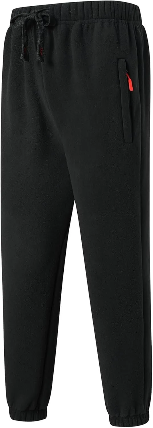 Mens Polar Fleece Cinch Bottom Sweatpants Warm Sherpa Lined Running Jogger Pants Thermal Lounge Athletic Duffle Pants