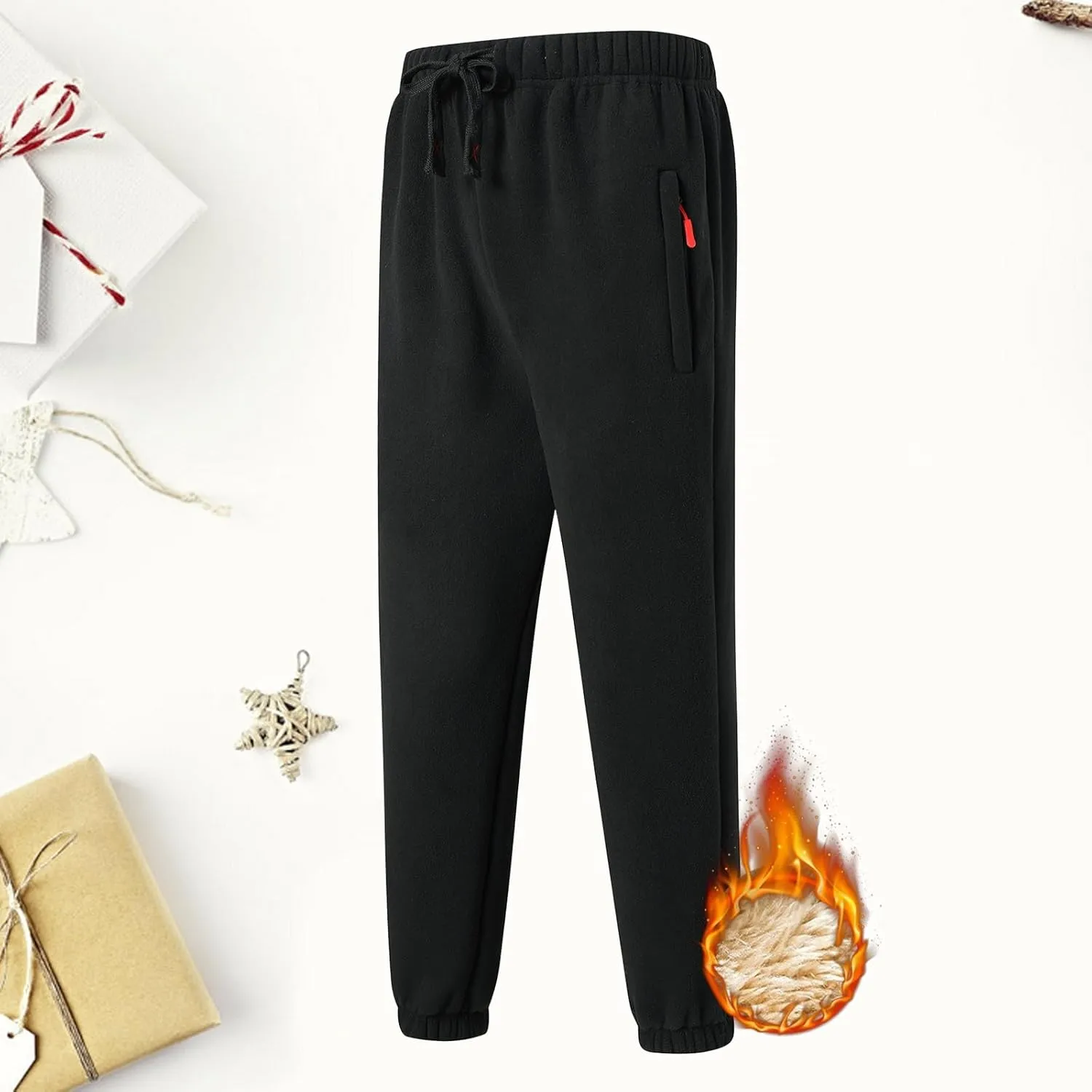 Mens Polar Fleece Cinch Bottom Sweatpants Warm Sherpa Lined Running Jogger Pants Thermal Lounge Athletic Duffle Pants