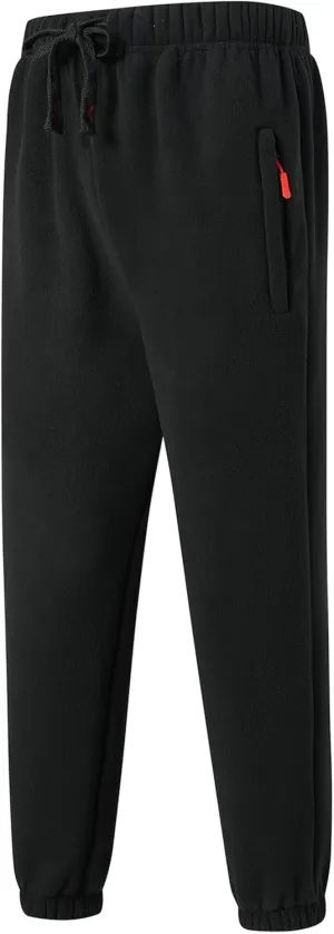Mens Polar Fleece Cinch Bottom Sweatpants Warm Sherpa Lined Running Jogger Pants Thermal Lounge Athletic Duffle Pants
