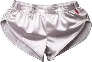 Mens Satin Boxer Briefs Silk Boxers with Pouch Lounge Shorts Split Side Pajama Bottoms Running Sweatshorts