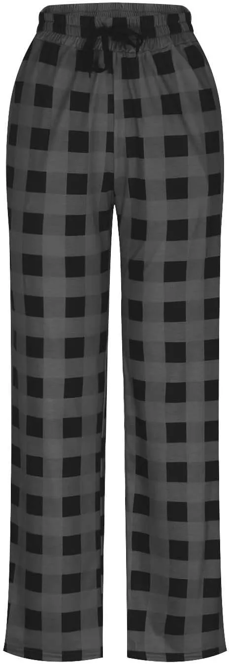 Men's Sweatpants Plaid Print Lounge Pants Drawstring Stylish Pajama Pants Workout Casual Sleep Bottoms with Pockets