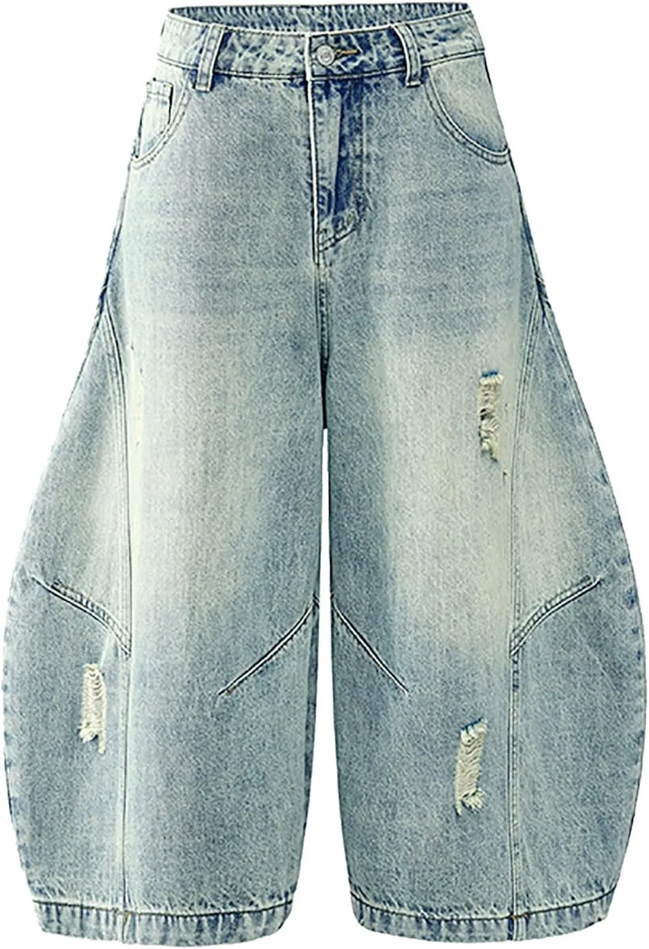 Men's Wide Leg Y2K Hip Hop Mid Jean Shorts Baggy Denim Shorts with Pockets Aesthetic Pants Streetwear Clothes