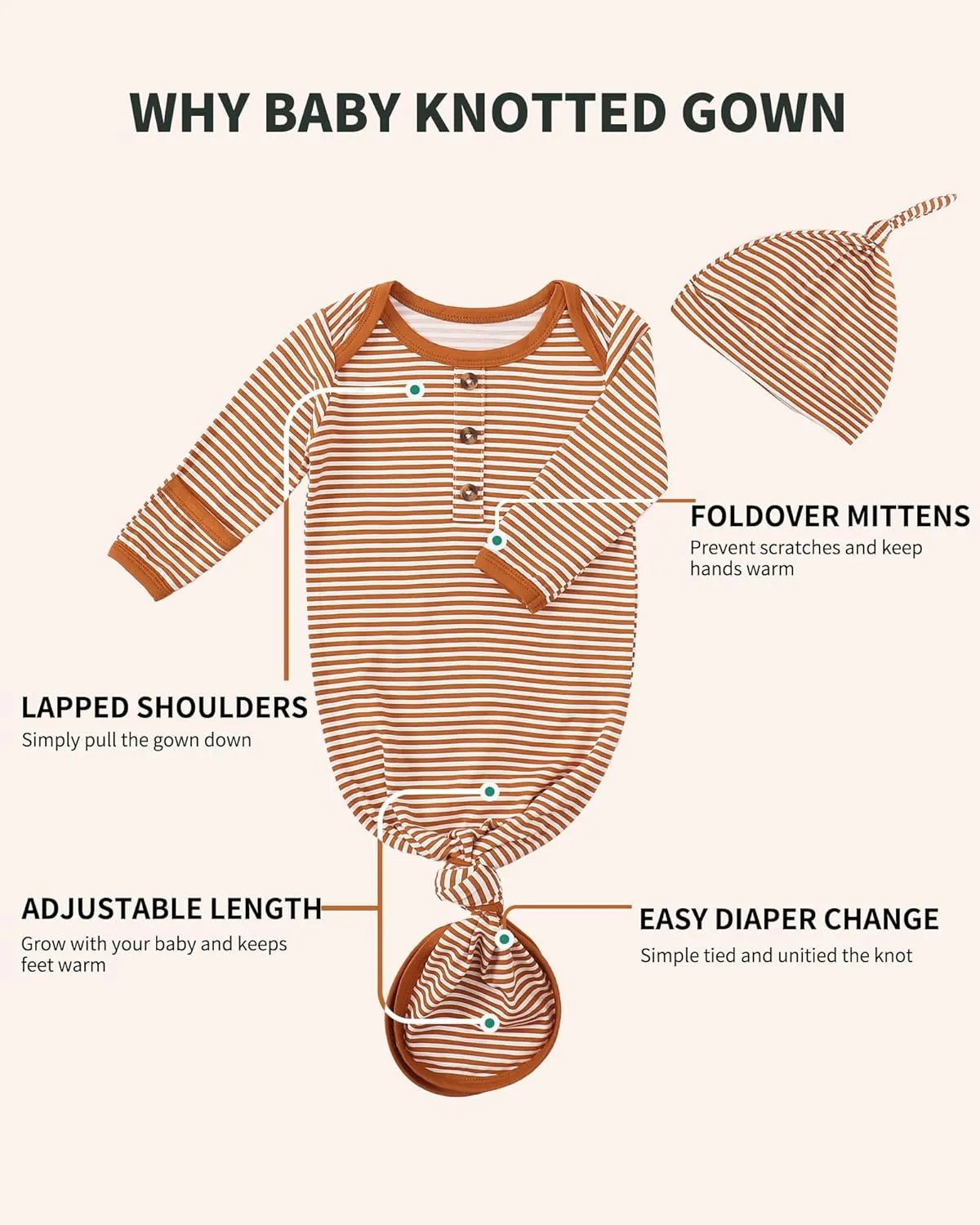 Mikrdoo Newborn Girl Gown Baby Girl Pajamas Unisex Sleeper Rayon Derived from Bamboo Infant Pjs Nightgown Clothes