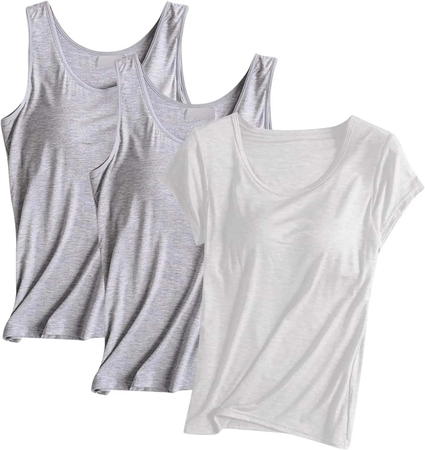 Modal Tanks for Women 3 Pc Crewneck Soft Smooth Tank Tops Undershirts Fashion Solid Color Classic Comfy Shirt