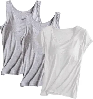 Modal Tanks for Women 3 Pc Crewneck Soft Smooth Tank Tops Undershirts Fashion Solid Color Classic Comfy Shirt