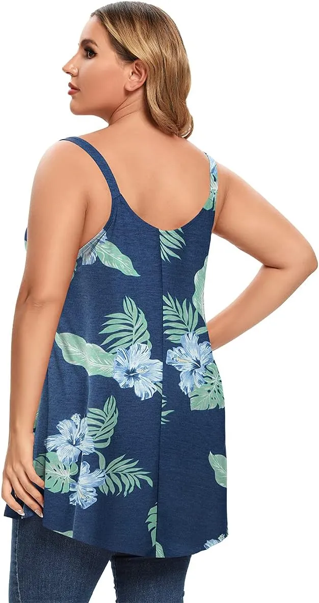 MONNURO Plus Size Camisole V Neck Button Cami Tank Tops Women's Sleeveless T-Shirt Tunics