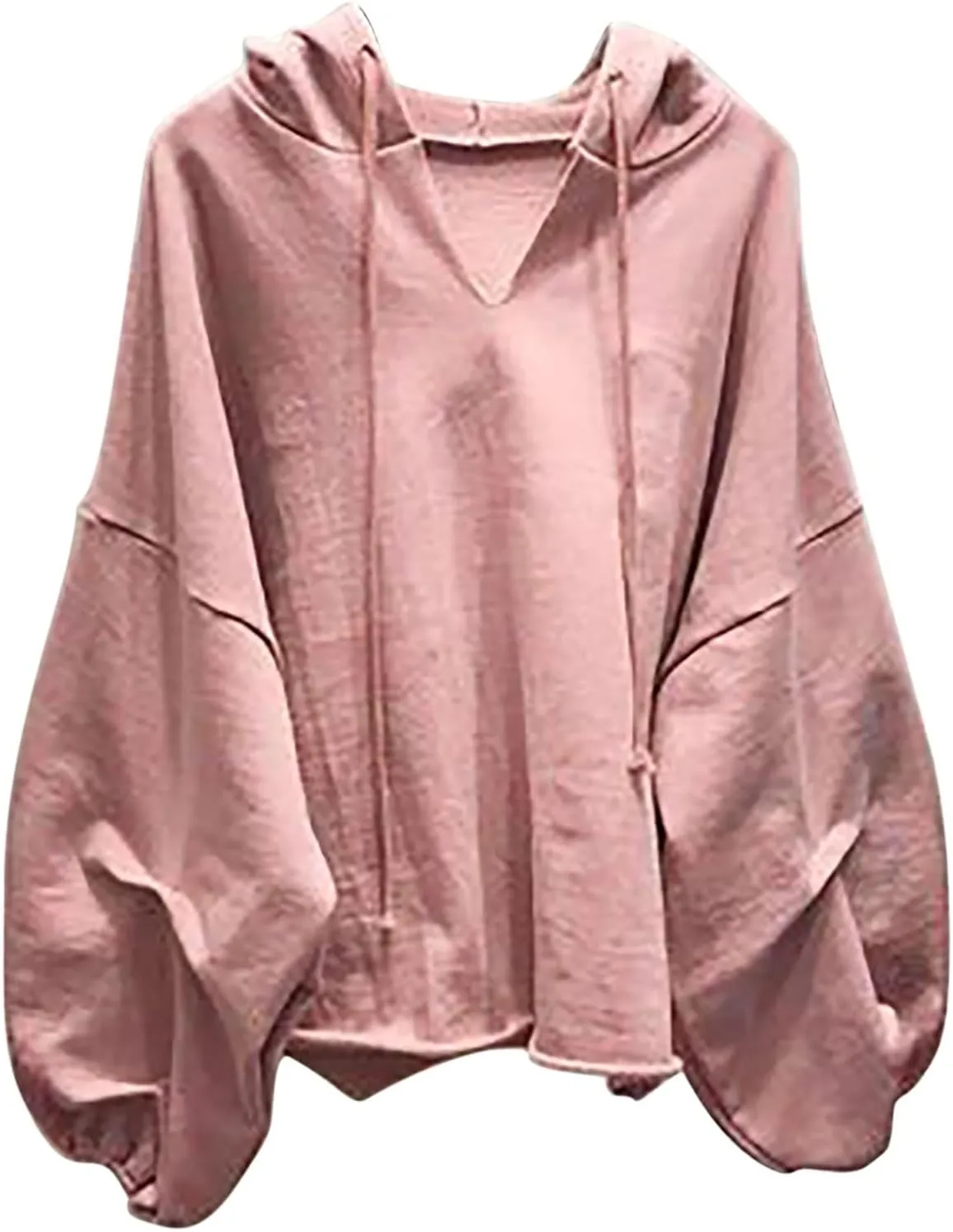 Oversized Sweatshirt for Women Lantern Sleeve Fashion Hoodies Long Drawstring Vneck Pullover Top Fashion Fall Outfits