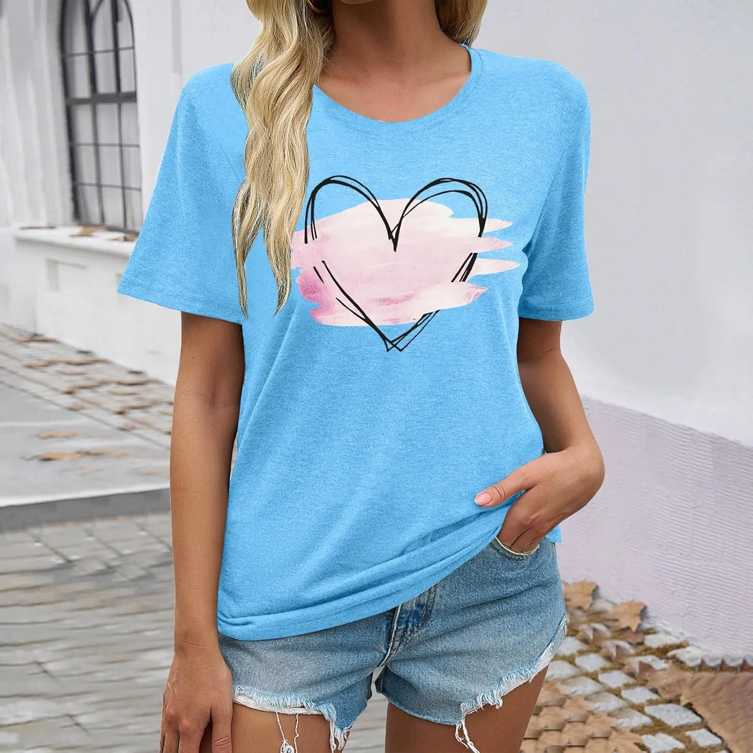 Oversized Tshirts for Women Crewneck Summer Short Sleeve Loose Graphic Basic Tees I Love My Girlfriend T Shirt