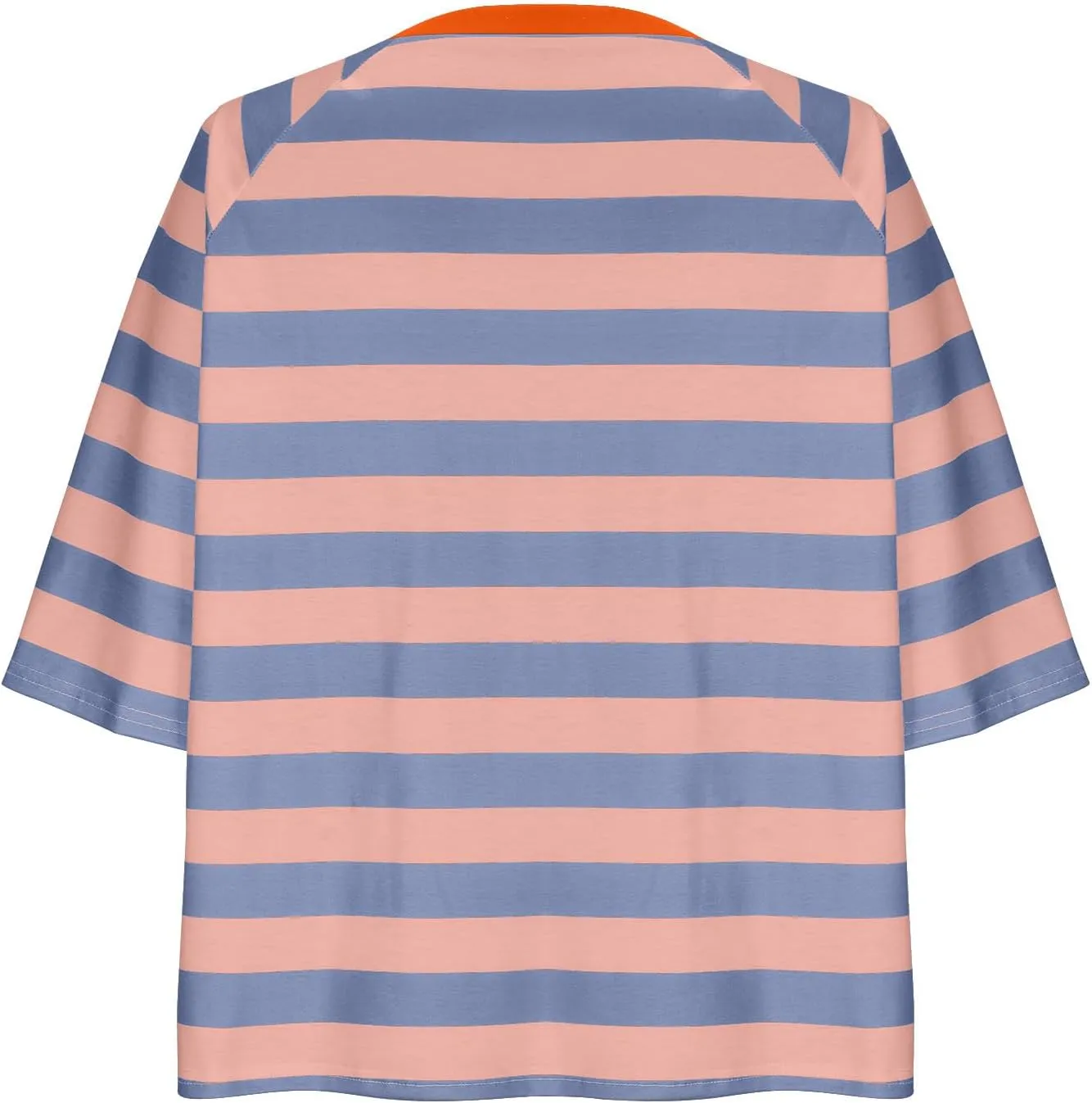 Oversized Tshirts for Women Summer 3/4 Length Sleeve Tops Casual Striped Crew Neck Tee Fashion Loose Clothes 2024
