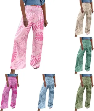 Pants Women Baggy with Tummy Control Crossover Waist and Wide Leg with Pockets-Lounge Lightweight Workout Joggers