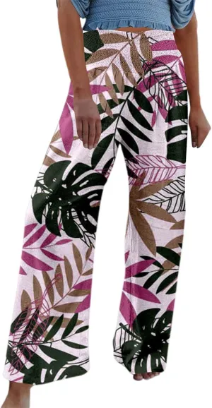 Pants Women Baggy with Tummy Control Crossover Waist and Wide Leg with Pockets-Lounge Lightweight Workout Joggers