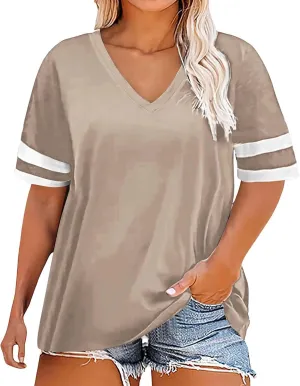 Plus Size Summer T Shirts Women Tops Short Sleeve Round Neck Casual Loose Fit Tee Tshirts Tunics