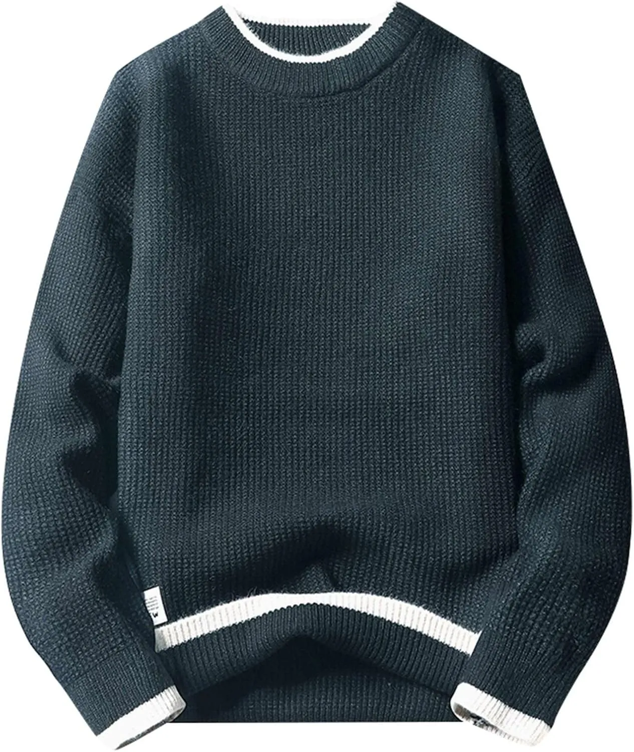 Relaxed Fit Cable Ribbed Pullover Oversize Vintage Sweaters Unisex Crewneck Knitted Tops Men's Knitted Sweater Loose