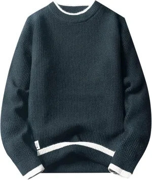 Relaxed Fit Cable Ribbed Pullover Oversize Vintage Sweaters Unisex Crewneck Knitted Tops Men's Knitted Sweater Loose