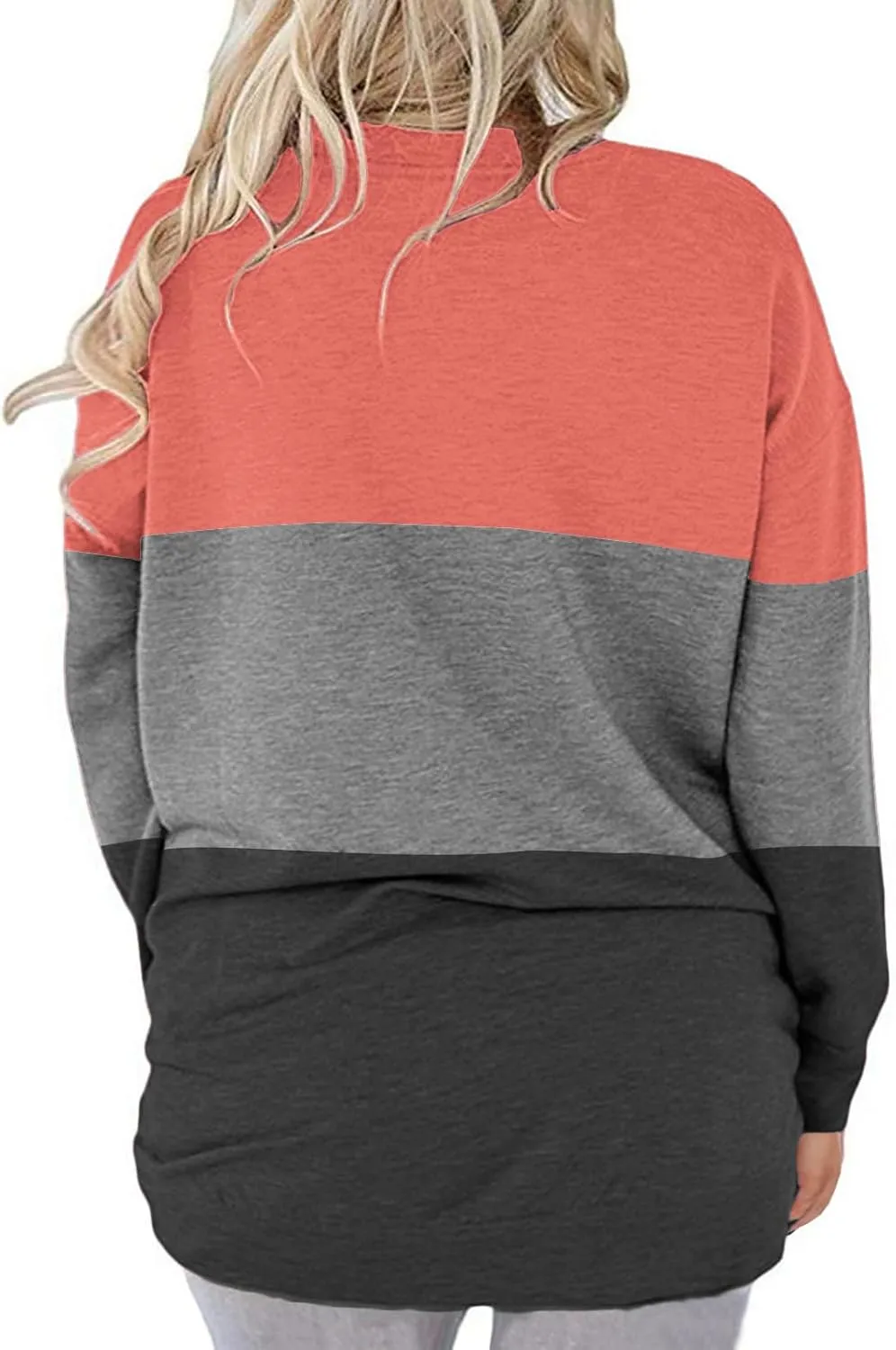 ROSRISS Plus-Size-Tops for Women Long Sleeve V Neck Shirts Oversized Pockets Tunics