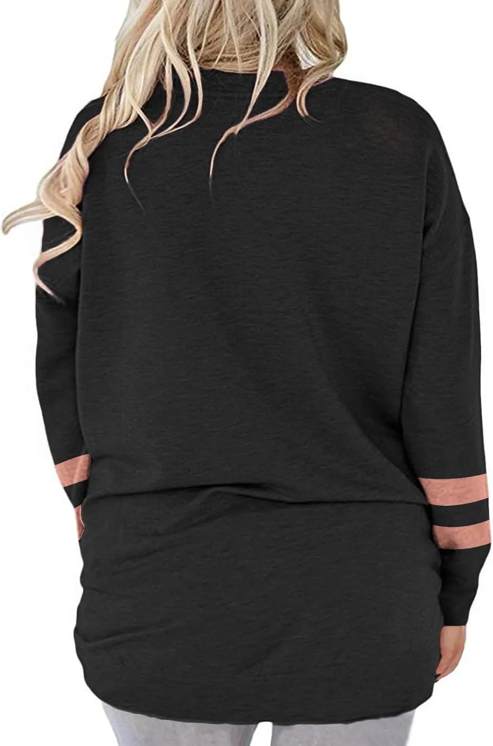 ROSRISS Plus-Size-Tops for Women Long Sleeve V Neck Shirts Oversized Pockets Tunics