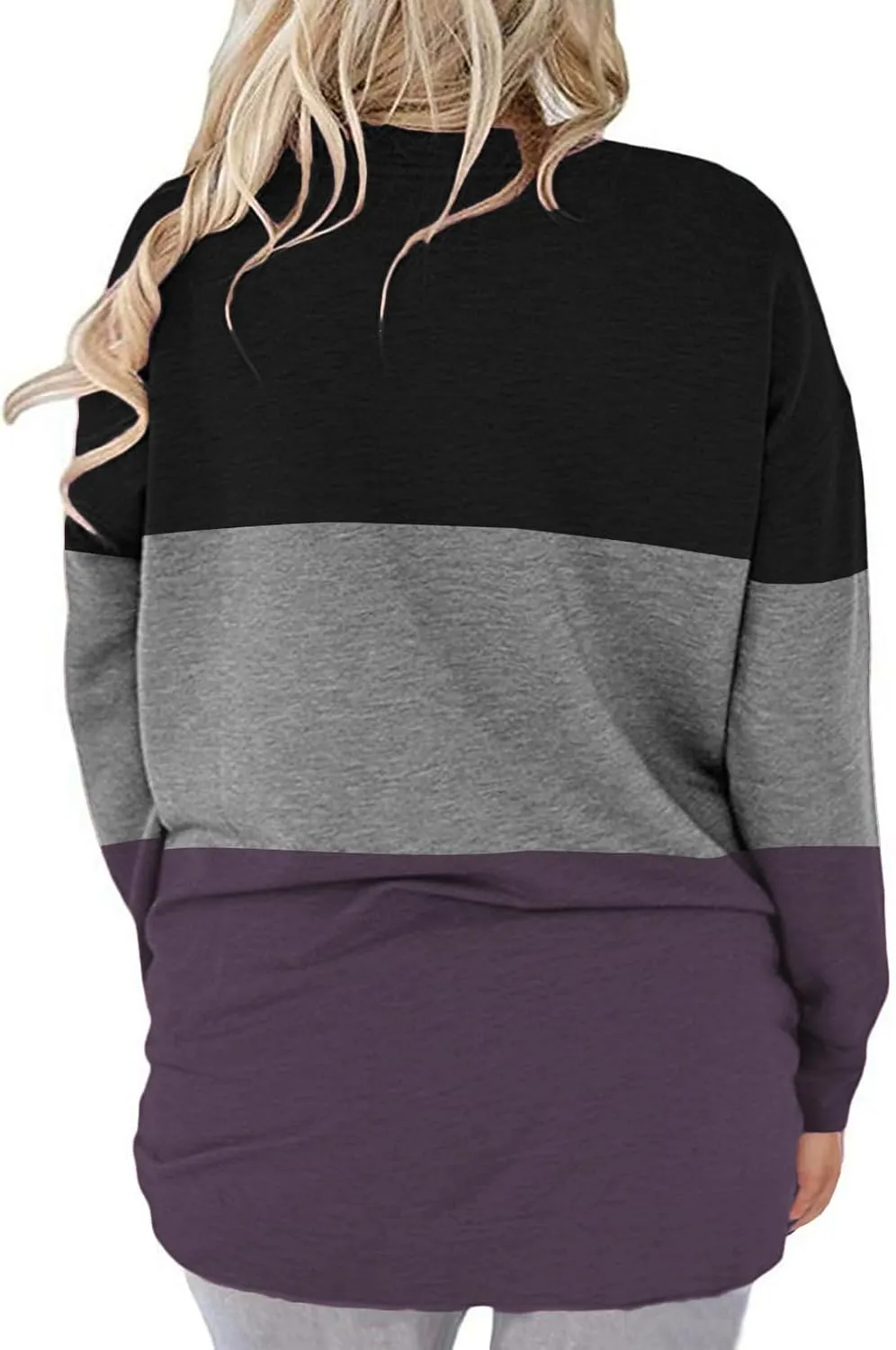 ROSRISS Plus-Size-Tops for Women Long Sleeve V Neck Shirts Oversized Pockets Tunics