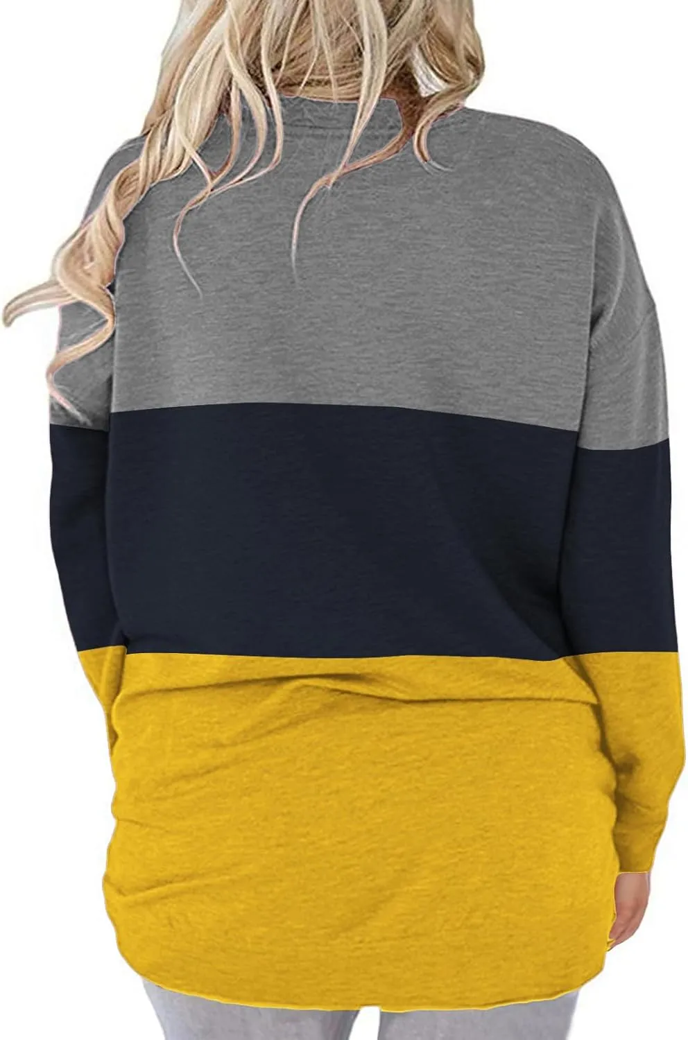 ROSRISS Plus-Size-Tops for Women Long Sleeve V Neck Shirts Oversized Pockets Tunics