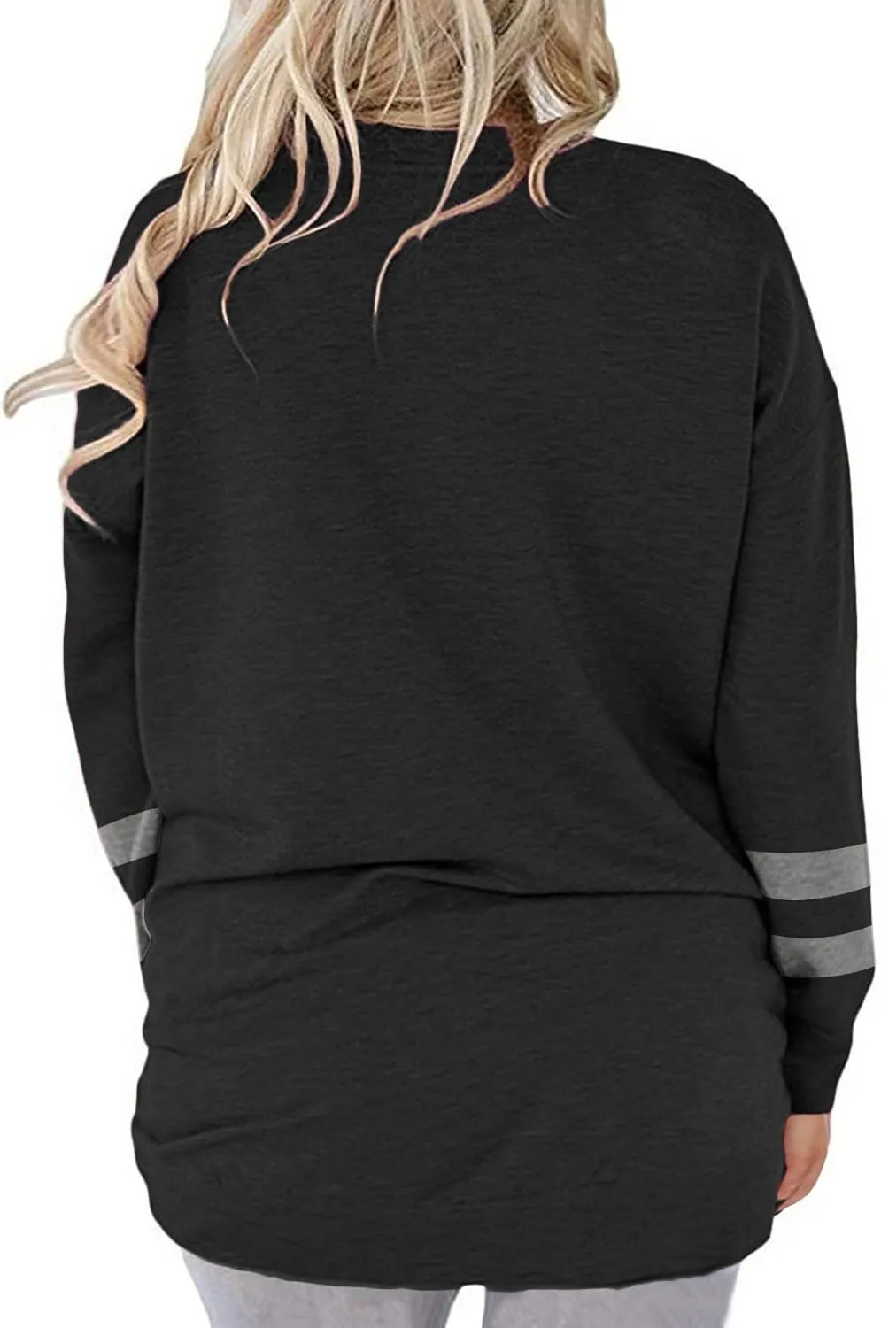 ROSRISS Plus-Size-Tops for Women Long Sleeve V Neck Shirts Oversized Pockets Tunics