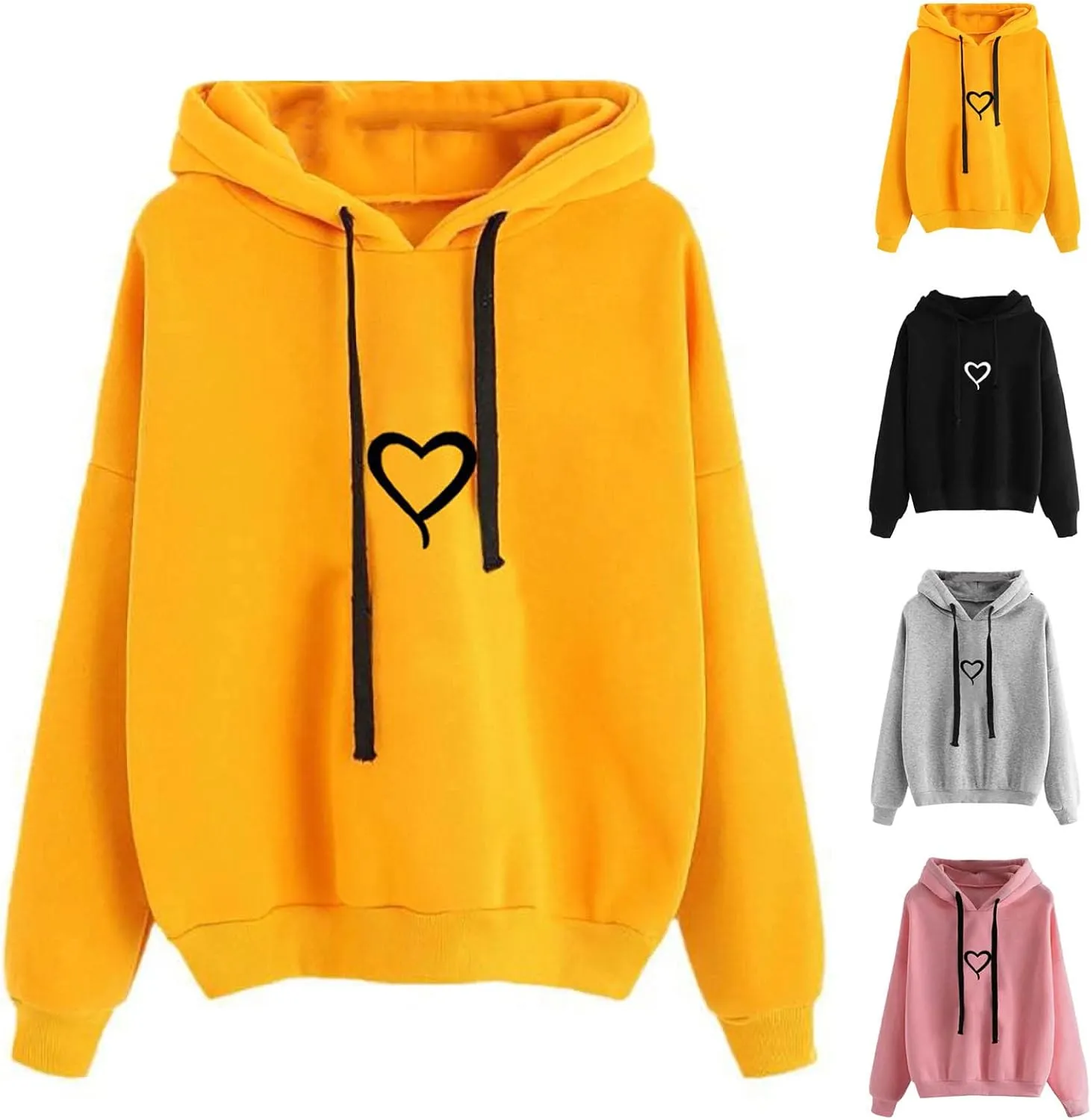 SMIDOW Womens Cute Fleece Hooded Sweatshirts Fall Teen Girl Hoodies Pullover Tops Athletic Workout Pullover Y2K Clothes