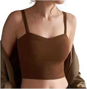 Sports Tank Top for Women Quick-Dry Padded Wirefree Workout Crop Tank Tops with Built in Bra Yoga Fitness Camisole