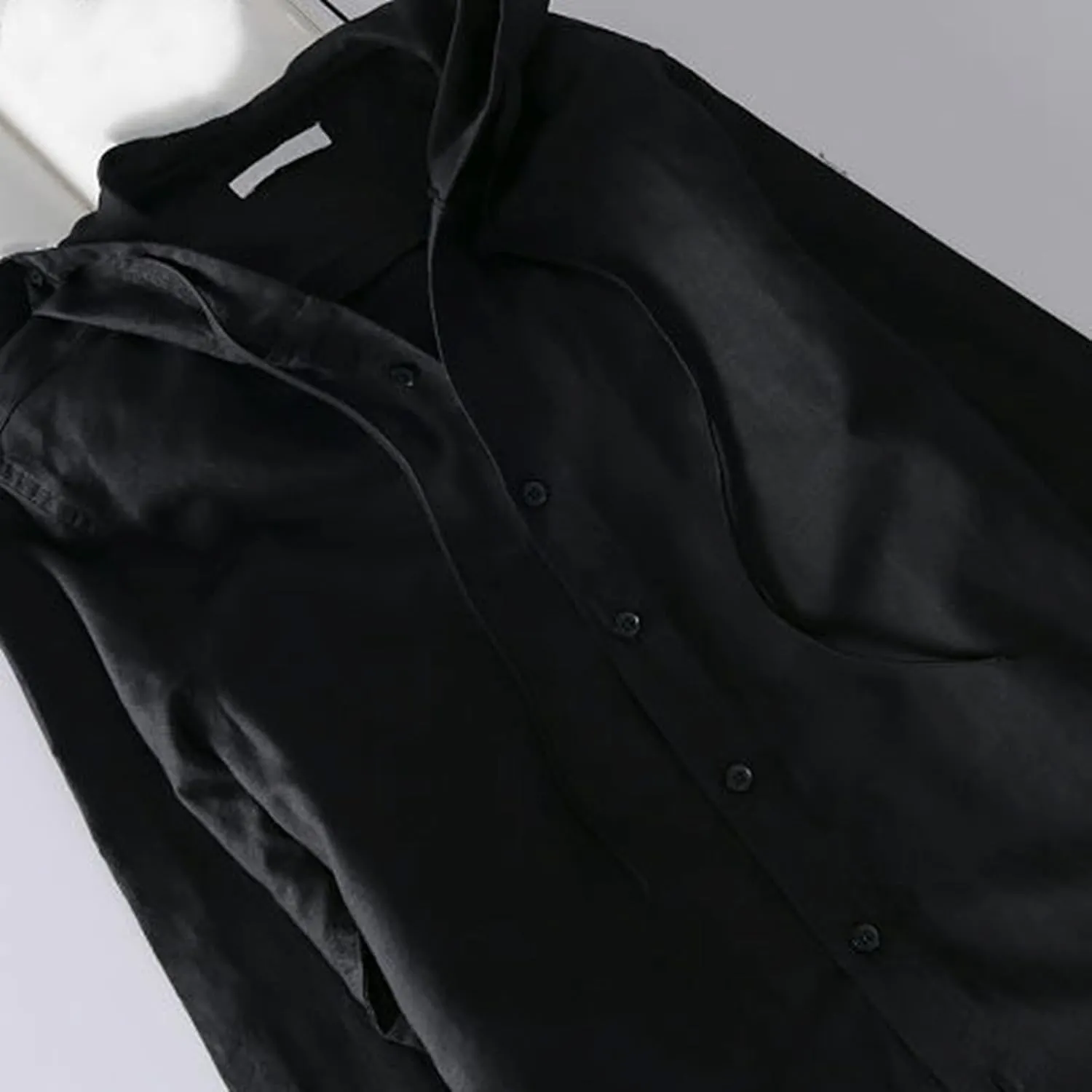 Spring and Summer New Men's Loose Fashion Sunscreen Hooded Long Sleeve Solid Color Linen Shirt Floral Sleeve Men Shirt