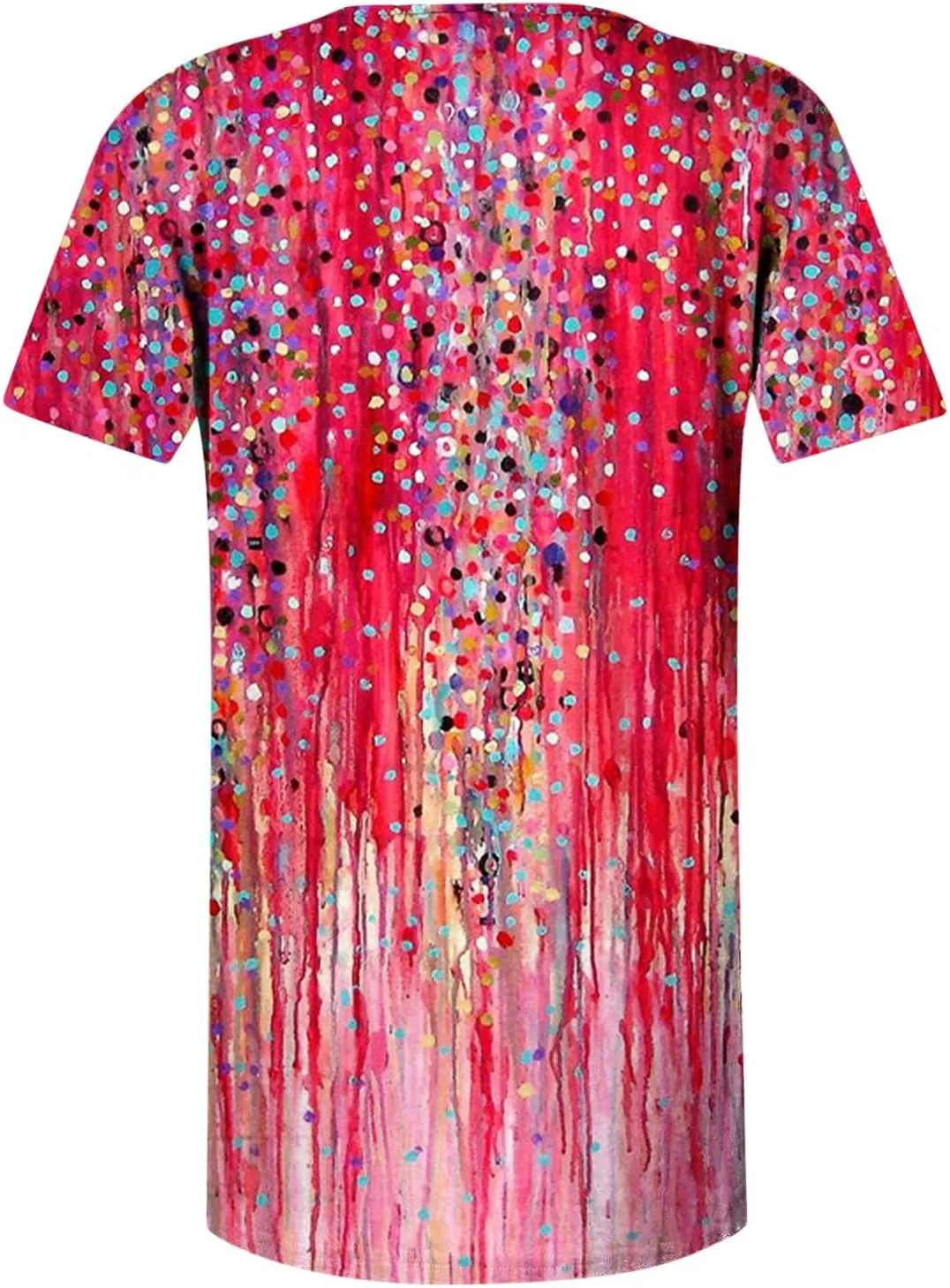 Summer 2025 Womens Short Sleeve Tops Casual Summer V Neck Floral Tunics Flowy Blouses Henley Shirts