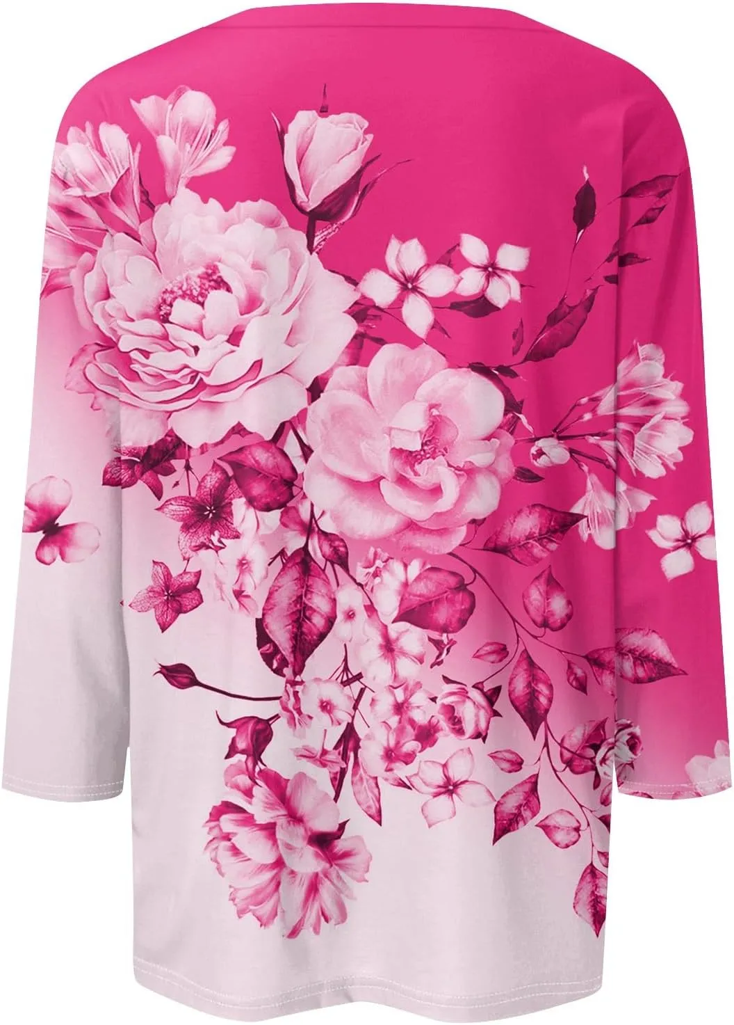 Summer Tops for Women 2024 3/4 Sleeve Crewneck Shirts Floral Print Tees Cute Graphic Tunics