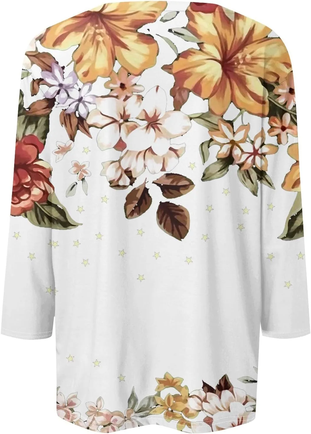 Summer Tops for Women 2024 3/4 Sleeve Crewneck Shirts Floral Print Tees Cute Graphic Tunics