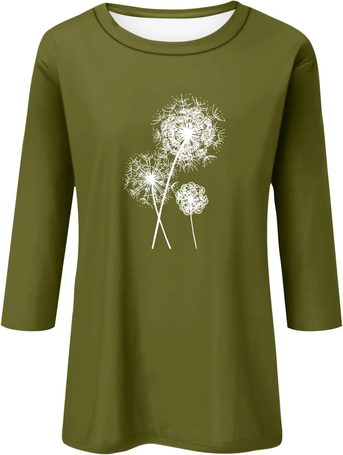 Summer Tops for Women 2024 3/4 Sleeve Crewneck Shirts Floral Print Tees Cute Graphic Tunics