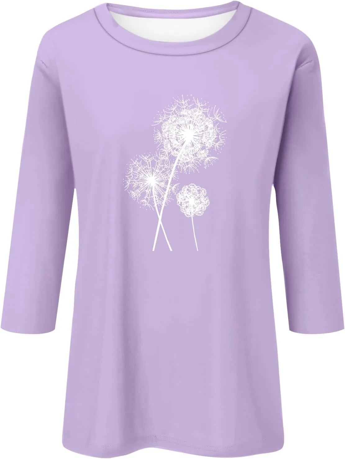 Summer Tops for Women 2024 3/4 Sleeve Crewneck Shirts Floral Print Tees Cute Graphic Tunics