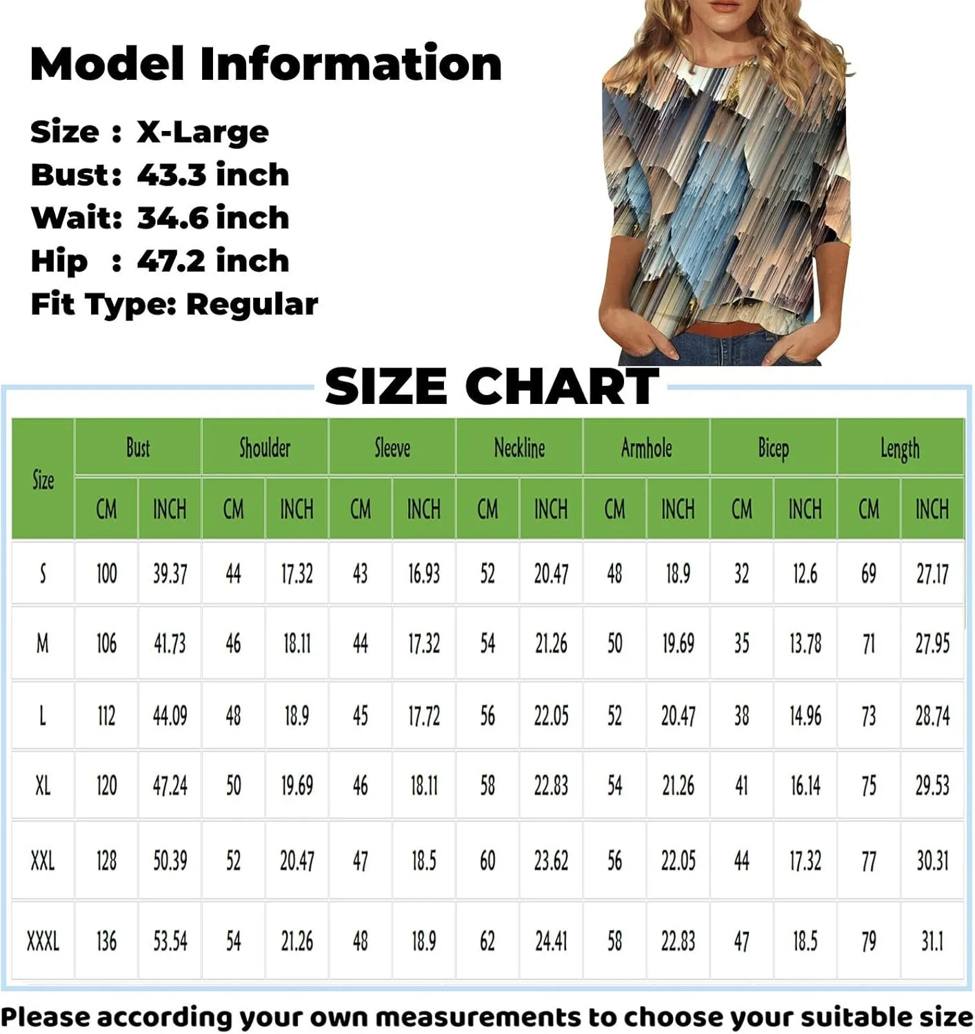 Summer Tops for Women 2024 3/4 Sleeve Crewneck Shirts Floral Print Tees Cute Graphic Tunics