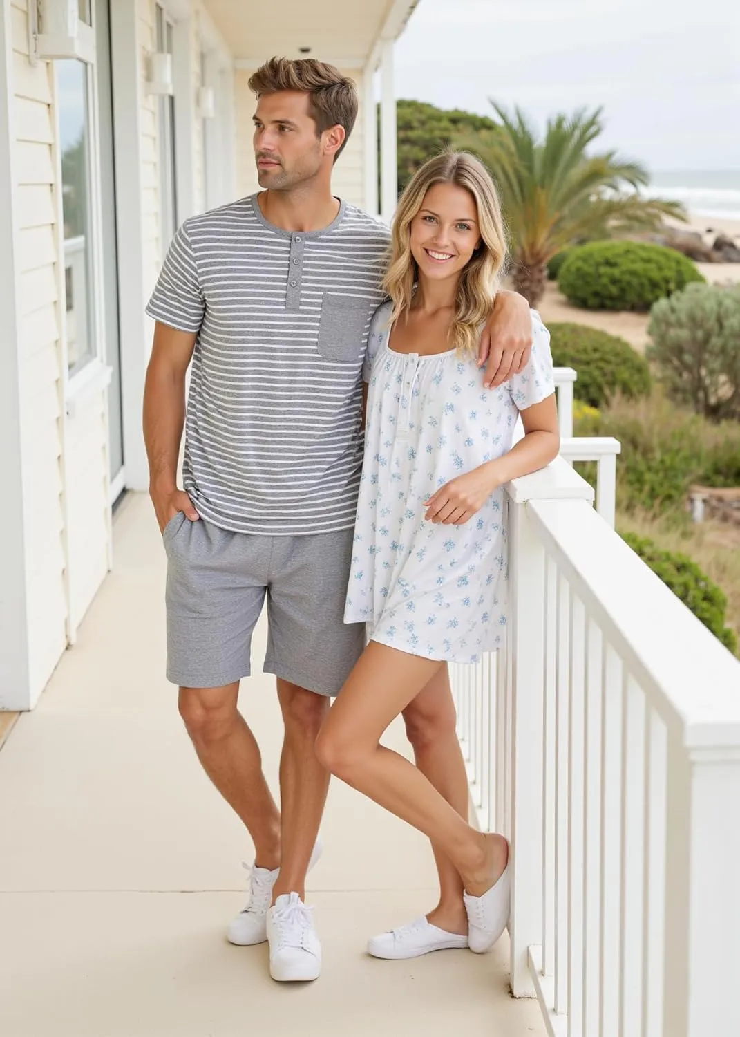 Sykooria Men's Pajama Sets Cotton Loungewear Pjs Shorts Sets 2 Piece Short Sleeve Sleepwear With Pockets
