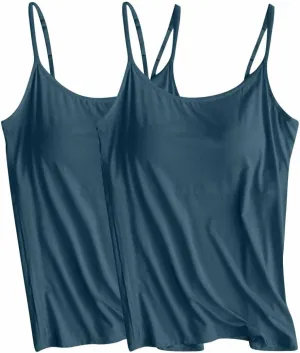 Tank Top Bra for Women 2 Pc with Shelf Bras Casual Sleeveless Shirts Soft Lightweight Quick Dry Running Tanks